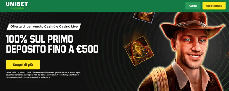 Unibet Casino registration interface and signup form