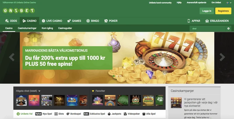 Unibet Casino mobile app and registration completion